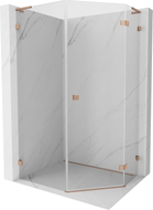 Mexen Lunar L Fünfeck-Duschkabine, schwenkbar, rechts, 80 x 90 cm, transparent, gebürstetes Kupfer - 831L-080P-090L-65-00-P