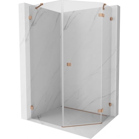 Mexen Lunar fünfeckige Duschkabine rechts öffnend 80 x 90 cm, transparent, gebürstetes Kupfer - 831-080P-090L-65-00-P