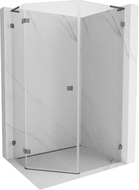 Mexen Lunar L fünfeckige Duschkabine, links öffnend 90x100 cm, transparent, gebürstet gun gray - 831L-090L-100P-66-00-L