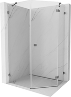 Mexen Lunar Fünfeck-Duschkabine schwenkbar rechts 80 x 90 cm, transparent, gebürstet pistolen-grau - 831-080P-090L-66-00-P