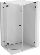 Mexen Lunar L fünfeckige Duschkabine mit linker Tür 80 x 100 cm, transparent, schwarz - 831L-080L-100P-70-00-L