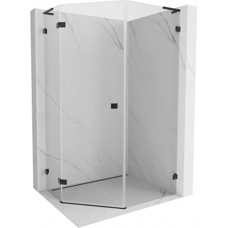 Mexen Lunar L fünfeckige Duschkabine, links schwenkbar 90 x 100 cm, transparent, schwarz - 831L-090L-100P-70-00-L