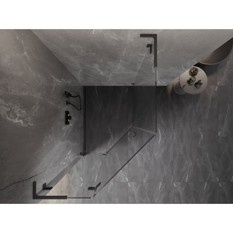 Mexen Lunar L, fünfeckige, schwenkbare Duschkabine links 80 x 100 cm, transparent, Gunmetal - 831L-080L-100P-95-00-L