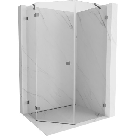 Mexen Lunar Fünfeck-Duschkabine, links öffnend, 90 x 100 cm, transparent, Gunmetal - 831-090L-100P-95-00-L
