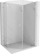 Mexen Lunar L fünfeckige Duschkabine, links öffnend, 80 x 90 cm, transparent, gebürsteter Nickel - 831L-080L-090P-97-00-L