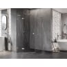 Mexen Lunar L fünfeckige Duschkabine, links öffnend, 80 x 90 cm, transparent, gebürsteter Nickel - 831L-080L-090P-97-00-L