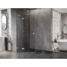 Mexen Lunar L fünfeckige Duschkabine, links öffnend, 80 x 90 cm, transparent, gebürsteter Nickel - 831L-080L-090P-97-00-L