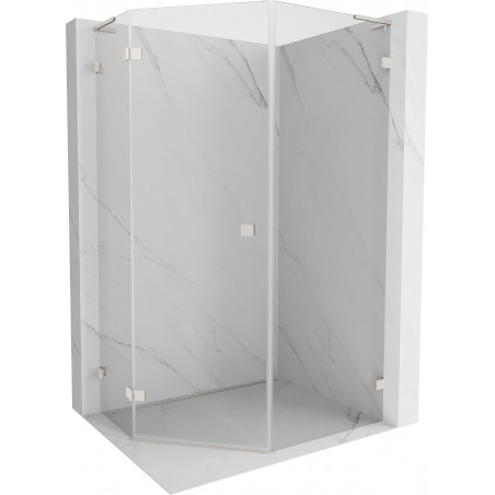 Mexen Lunar L Fünfeck-Duschkabine, links öffnend, 90 x 100 cm, transparent, gebürsteter Nickel - 831L-090L-100P-97-00-L