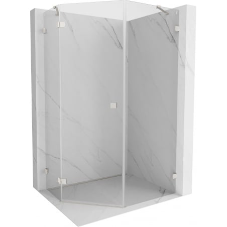 Mexen Lunar fünfeckige Duschkabine, schwenkbar links 90 x 100 cm, transparent, gebürsteter Nickel - 831-090L-100P-97-00-L