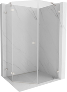 Mexen Lunar fünfeckige Duschkabine, schwenkbar links 90 x 100 cm, transparent, gebürsteter Nickel - 831-090L-100P-97-00-L