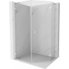 Mexen Lunar L Fünfeck-Duschkabine mit rechts angeschlagener Tür 80 x 90 cm, transparent, gebürsteter Nickel
