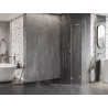 Mexen Lunar L Fünfeck-Duschkabine mit rechts angeschlagener Tür 80 x 90 cm, transparent, gebürsteter Nickel