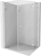 Mexen Lunar L Fünfeck-Duschkabine, rechts öffnend, 80x100 cm, transparent, gebürsteter Nickel - 831L-080P-100L-97-00-P