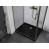 Mexen Apia Duschkabine schiebbar 120 x 100 cm, transparent, gold + Duschwanne Flat, schwarz - 840-120-100-50-00-4070G