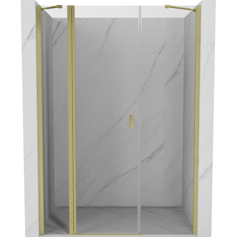 Mexen Mist Duschschwenktür 145 cm, transparent, gebürstetes Gold - 8A4-145-001-55-00