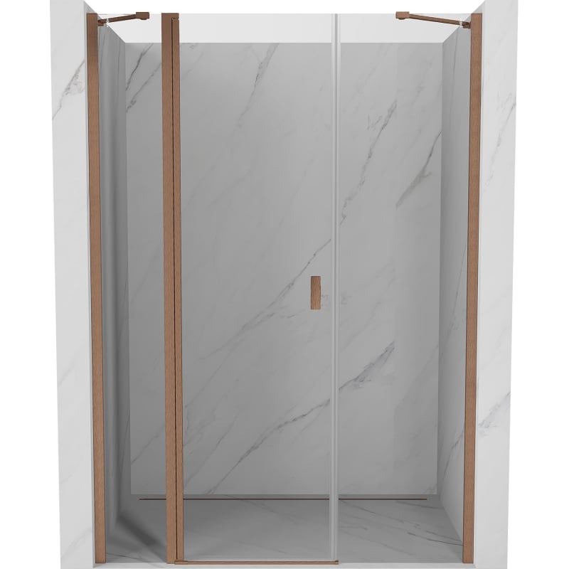 Mexen Mist DuschdrehTür 135 cm, transparent, gebürstetes Kupfer - 8A4-135-001-65-00