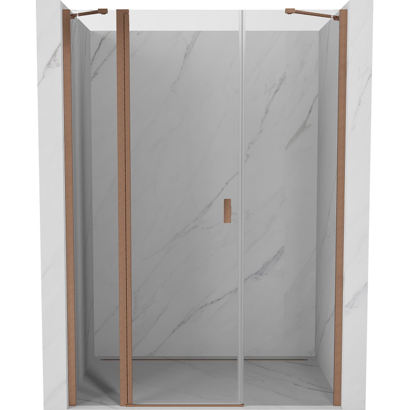 Mexen Mist Duschtür schwenkbar 155 cm, transparent, gebürstetes Kupfer - 8A4-155-001-65-00