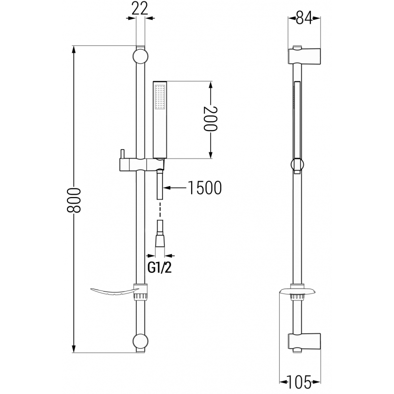 Mexen DF00 verstellbares Duschset, Graphit - 785004582-66