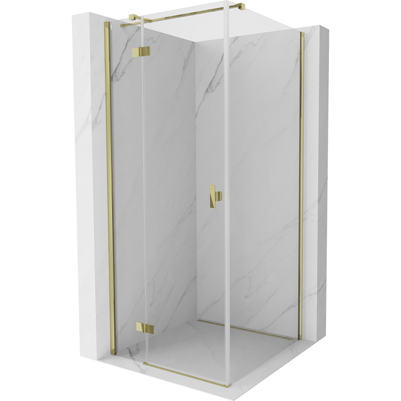 Mexen Mist-H T Duschkabine mit Schwingtür links 85 x 85 cm, transparent, Gold - 8A5T-085-085-50-00-L