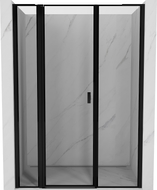 Mexen Mist L Duschwandtür, schwenkbar, links 150 cm, schwarzer Rahmen, schwarz - 8A4L-150-001-70-70-L