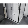 Mexen Apia Schiebedusche 90 x 90 cm, transparent, schwarz + Flat Duschwanne, weiß - 840-090-090-70-00-4010B