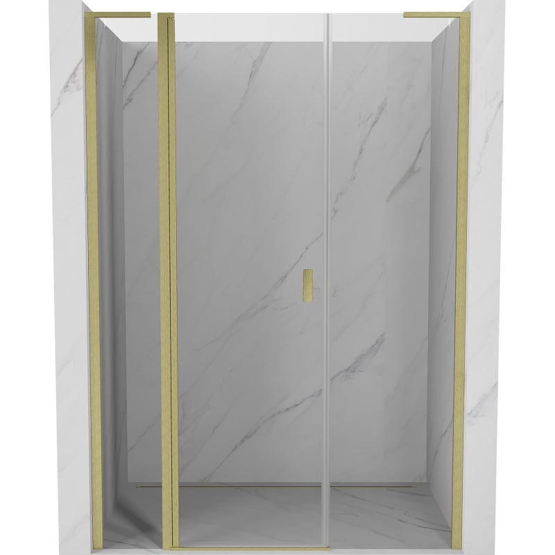 Mexen Mist L Duschdrehtür 140 cm, transparent, gebürstetes Gold - 8A4L-140-001-55-00