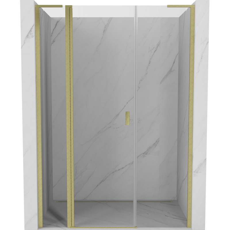 Mexen Mist L Duschdrehtür 145 cm, transparent, gebürstetes Gold - 8A4L-145-001-55-00