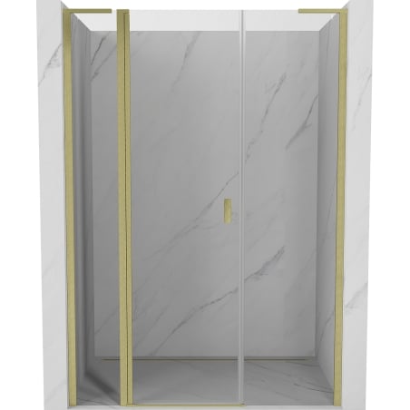 Mexen Mist L Duschabtrennung, schwenkbar, 155 cm, transparent, gold gebürstet - 8A4L-155-001-55-00