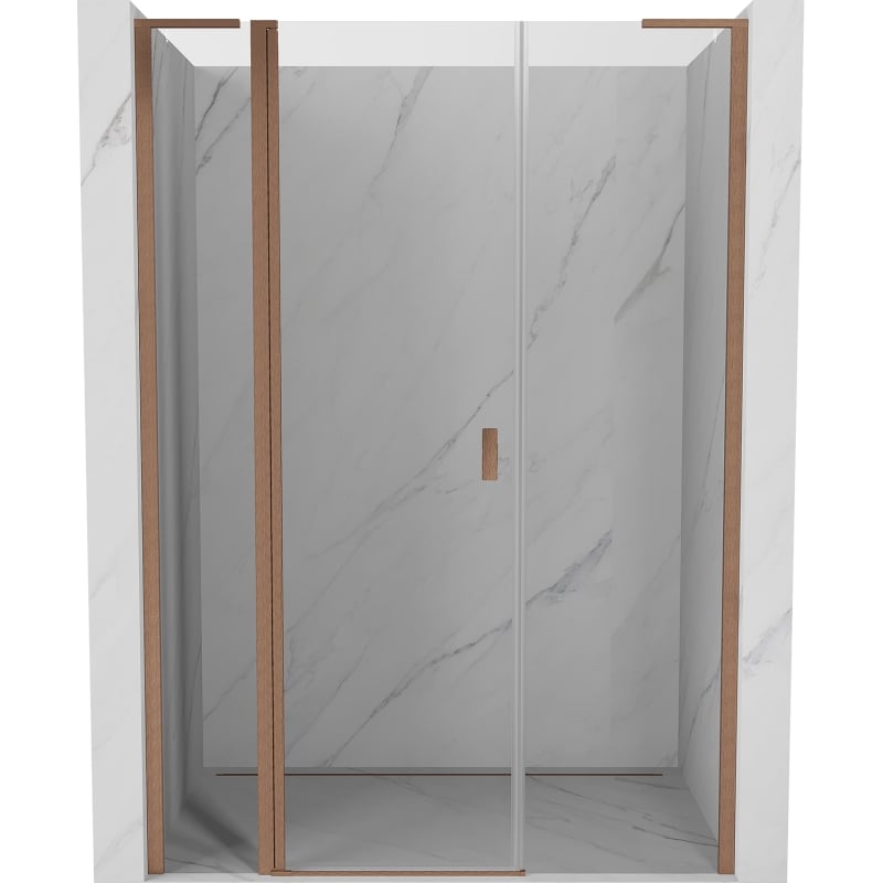 Mexen Mist L Duschtür schwenkbar 140 cm, transparent, gebürstetes Kupfer - 8A4L-140-001-65-00