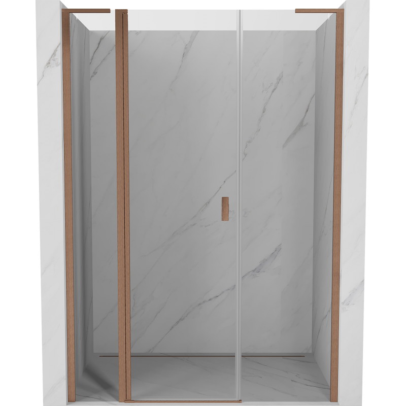 Mexen Mist L Duschdrehtür 150 cm, transparent, gebürstetes Kupfer - 8A4L-150-001-65-00
