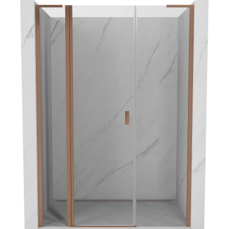 Mexen Mist L Duschdrehtür 150 cm, transparent, gebürstetes Kupfer - 8A4L-150-001-65-00