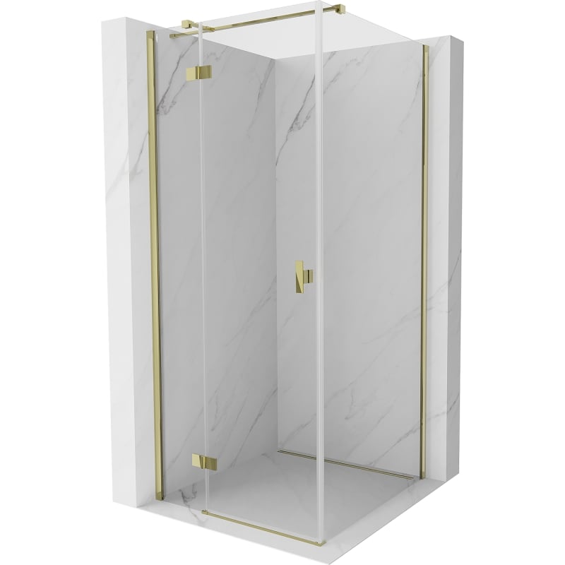 Mexen Mist-H T Duschkabine, klappbar links 95 x 95 cm, transparent, gold - 8A5T-095-095-50-00-L