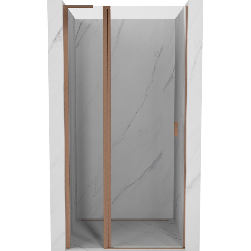 Mexen Mist L Duschdrehtür 120 cm, transparent, gebürstetes Kupfer - 8A4L-120-000-65-00