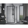 Mexen Apia Duschkabine, schiebbar, 110 x 70 cm, transparent, schwarz + Flat Duschwanne, weiß - 840-110-070-70-00-4010B
