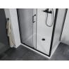 Mexen Apia Duschkabine, schiebbar, 110 x 70 cm, transparent, schwarz + Flat Duschwanne, weiß - 840-110-070-70-00-4010B