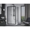 Mexen Apia Duschkabine, schiebbar, 110 x 70 cm, transparent, schwarz + Flat Duschwanne, weiß - 840-110-070-70-00-4010B