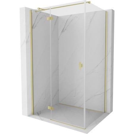 Mexen Mist-H T Duschkabine mit schwenkbarer Tür, links 120 x 70 cm, transparent, gebürstet Gold - 8A5T-120-070-55-00-L