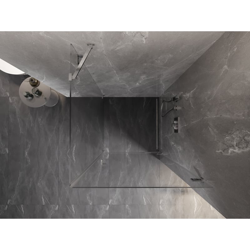 Mexen Lunar-B Duschkabine zum Öffnen, rechts, 80 x 80 cm, transparent, Chrom - 832-080-080-01-00-P