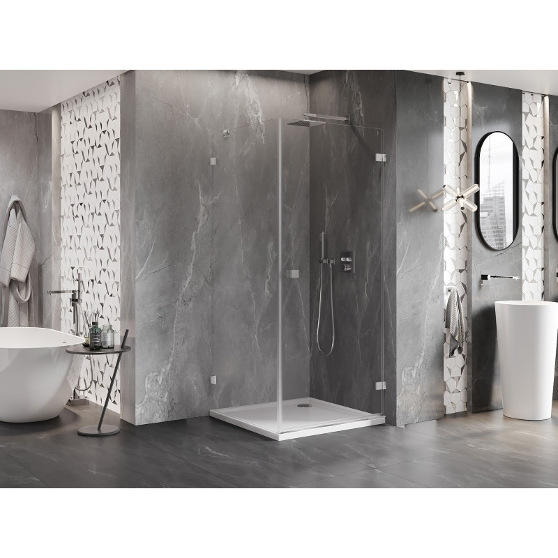 Mexen Lunar-B Duschkabine, anschlagend rechts, 90 x 90 cm, transparent, Chrom - 832-090-090-01-00-P