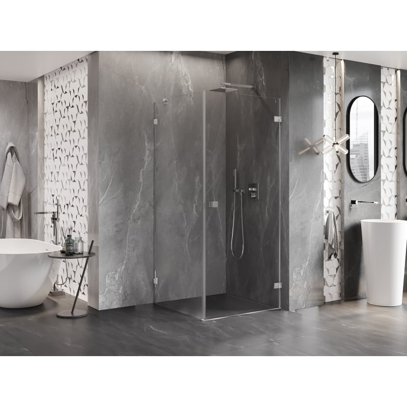 Mexen Lunar-B Duschkabine, schwenkbar, rechts 100 x 100 cm, transparent, Chrom - 832-100-100-01-00-P