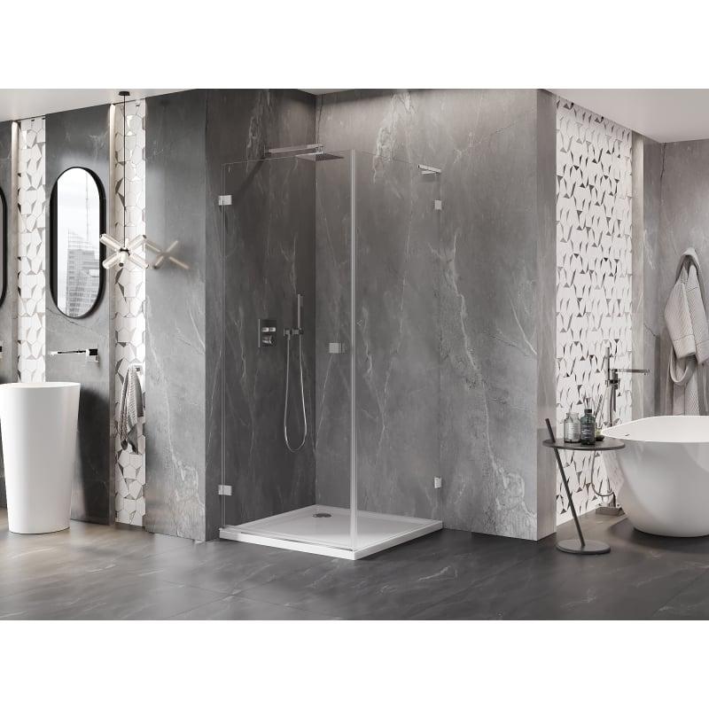 Mexen Lunar-B L Duschkabine schwenkbar links 80 x 80 cm, transparent, Chrom - 832L-080-080-01-00-L