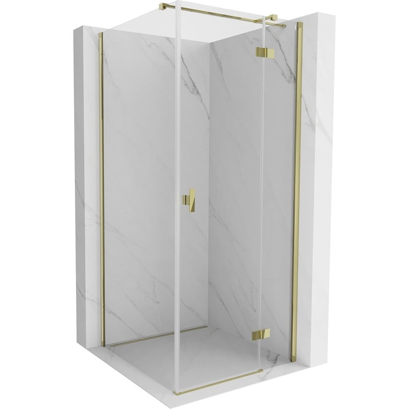 Mexen Mist-H T Duschkabine, schwenkbare rechte Tür, 95 x 95 cm, transparent, gold - 8A5T-095-095-50-00-P