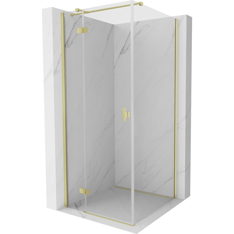 Mexen Mist-H T Duschtür Kabine schwenkbar links 90 x 90 cm, transparent, gebürstetes Gold - 8A5T-090-090-55-00-L