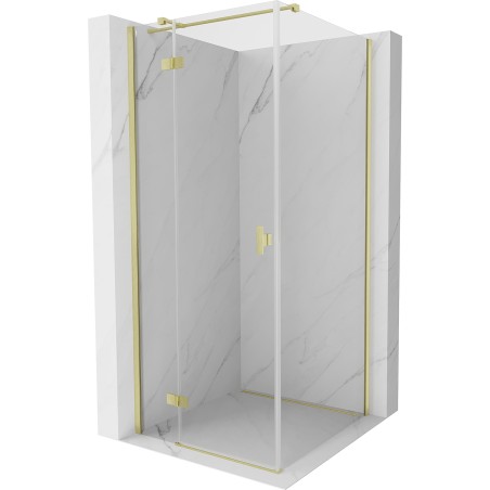 Mexen Mist-H T Duschtür Kabine schwenkbar links 90 x 90 cm, transparent, gebürstetes Gold - 8A5T-090-090-55-00-L