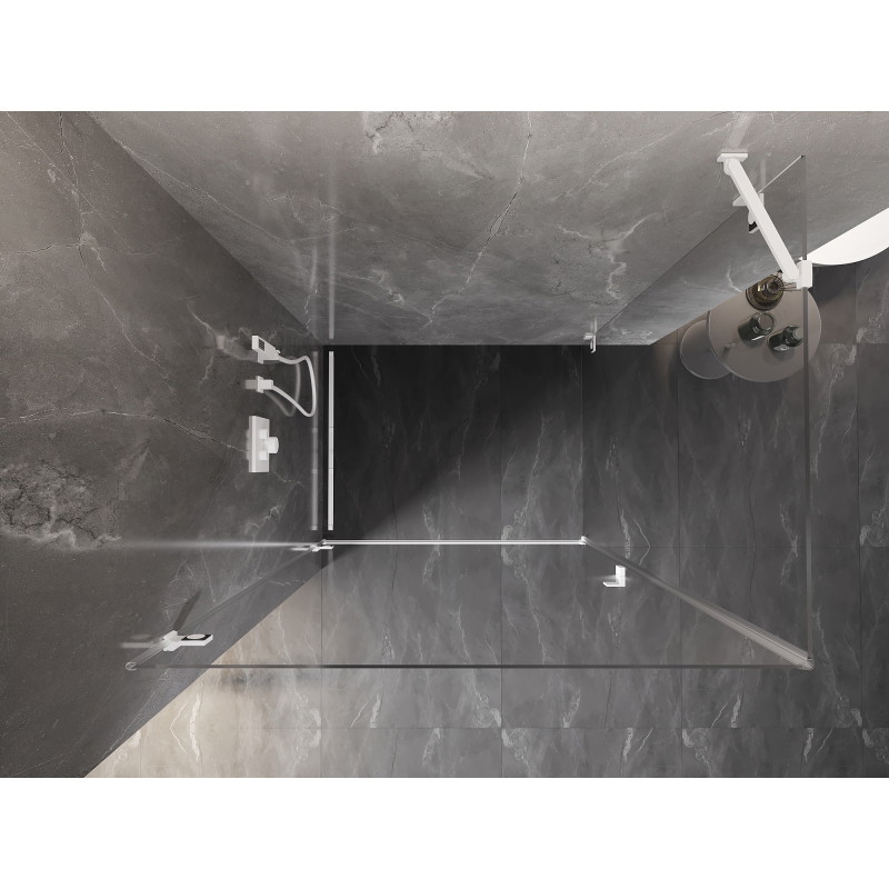 Mexen Lunar-B Duschkabine schwenkbar links 100 x 80 cm, transparent, weiß - 832-100-080-20-00-L