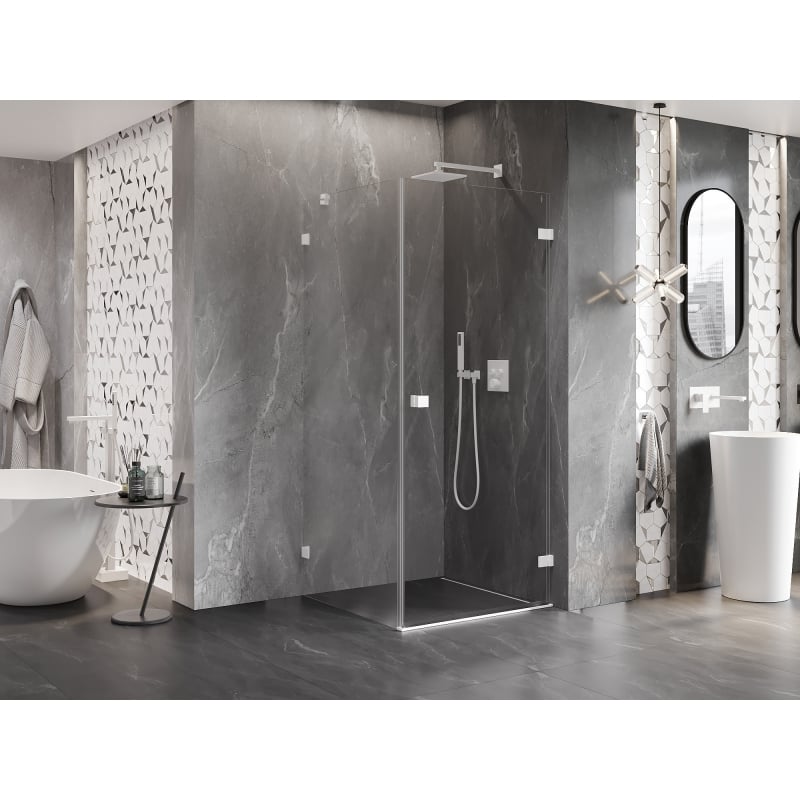 Mexen Lunar-B Duschkabine öffnend rechts 90 x 90 cm, transparent, weiß - 832-090-090-20-00-P