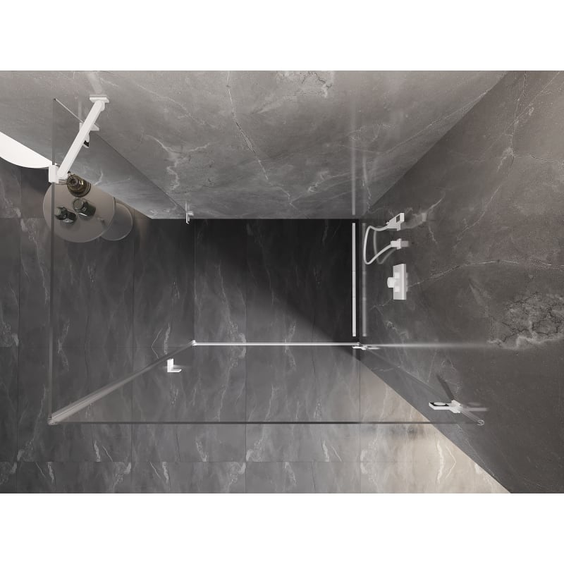 Mexen Lunar-B Duschkabine mit Schwenktür rechts 100 x 90 cm, transparent, weiß - 832-100-090-20-00-P