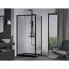 Mexen Apia Duschkabine Schiebetür 100 x 80 cm, transparent, schwarz + Duschwanne Flat, schwarz - 840-100-080-70-00-4070B
