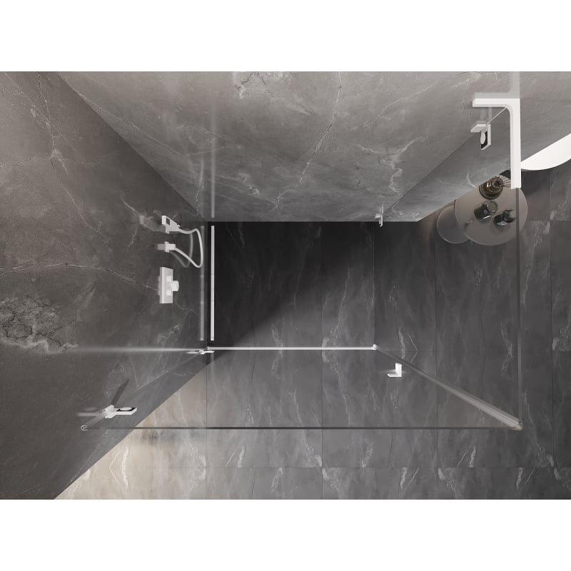 Mexen Lunar-B L Duschkabine schwenkbar links 100 x 80 cm, transparent, weiß - 832L-100-080-20-00-L