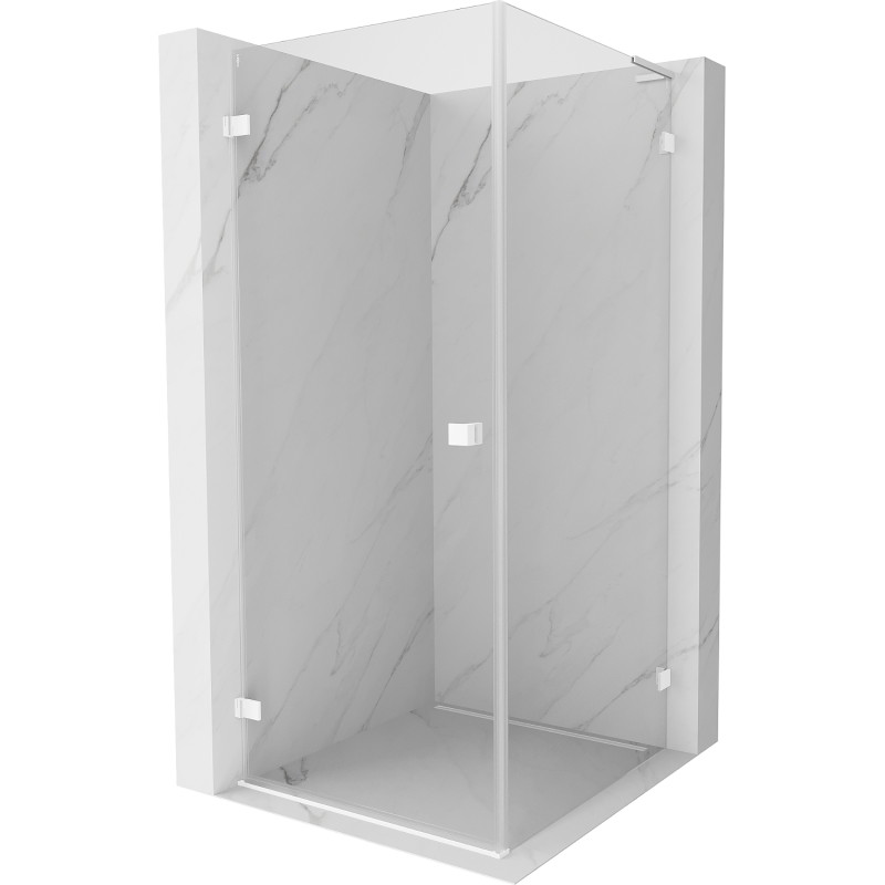 Mexen Lunar-B L Duschkabine schwenkbar links 90 x 90 cm, transparent, weiß - 832L-090-090-20-00-L